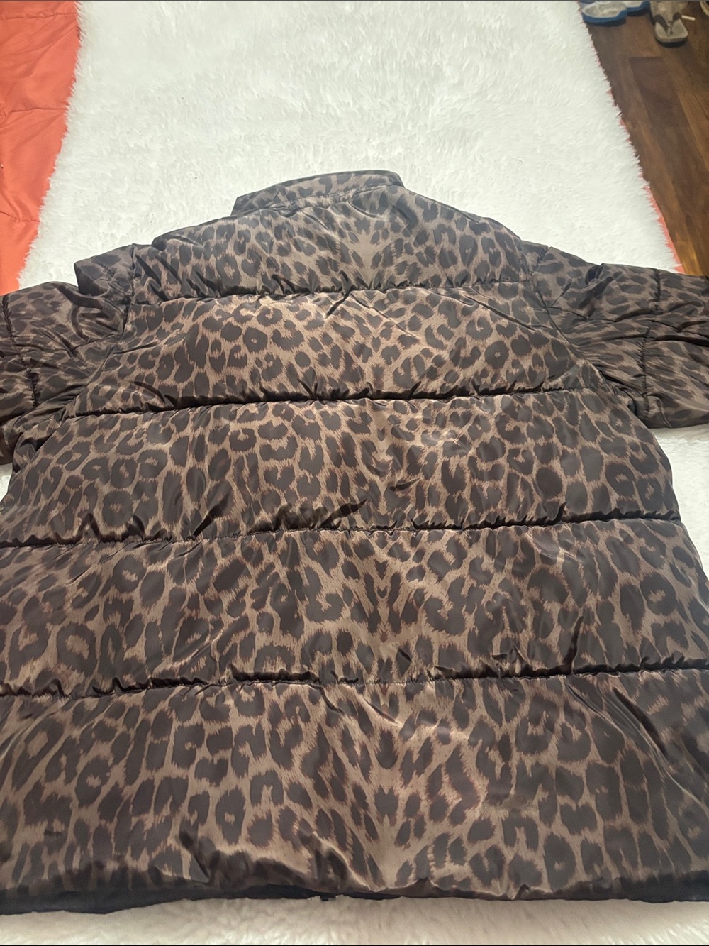 Vince Camuto Black Puffer Jacket with Leopard-Print Hood Lining - Picture 9 of 11